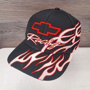 Vintage Drew Pearson Chevy Racing Snapback Hat Flames Baseball Cap Chevy Bowtie